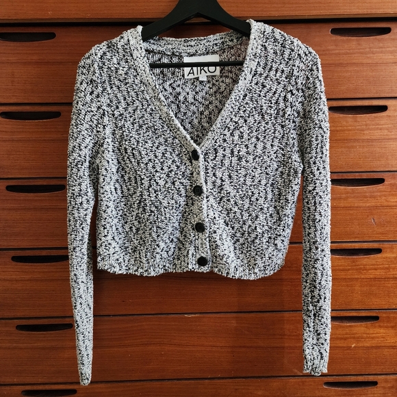 Aiko Crop Top Long-sleeved Granny Sweater Y2K - Picture 1 of 9